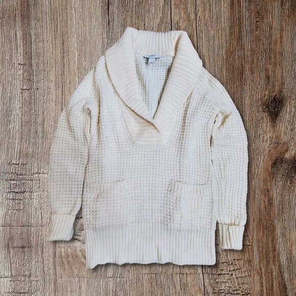 💥318 Loft Ann Taylor alpaca/wool Blend Ivory Shawl Collar Sweater - Picture 8 of 9